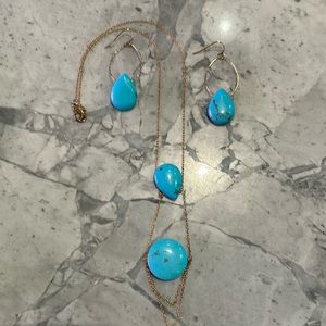 Turquoise and gold necklace with matching earrings